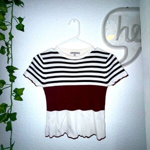 Charlotte Russe Maroon & White Striped Top – Size S